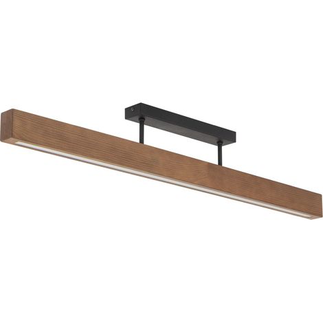 Deckenlampe Metall Holz LED Schwarz Walnuss länglich 3000 K warmweiß 2807 lm Modern Deckenleuchte