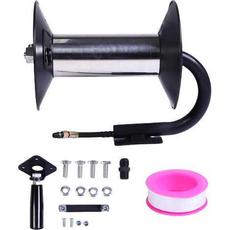 Enrouleur de tuyau pour nettoyeur haute pression 50 m (164 pi), 276 bar (4000 PSI), robuste, raccord 3/8 po, montage mural, manuel d'utilisation (1/5)