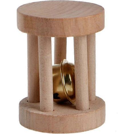 Petit tonneau en bois roulant pour rongeurs, haltère d'exercice pour écureuil, hamster, rat - taille S. (1/4)