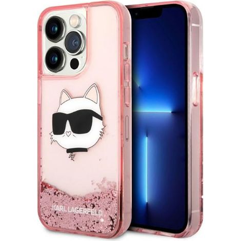 Karl Lagerfeld Liquid Glitter NFT Choupette Head - iPhone 14 Pro Hülle (Pink) (1/5)