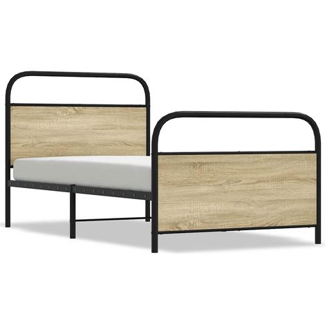 Lit simple Lit adulte Cadre de lit sans matelas 100x190 cm chêne sonoma (1/5)