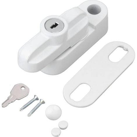 Blanc Serrures de Fenêtre, Alliage Aluminium Verrou de Fenêtre Externe, Loquets de Sécurité avec clés Vis, Fixation Sécurité Domestique pour Fenêtre