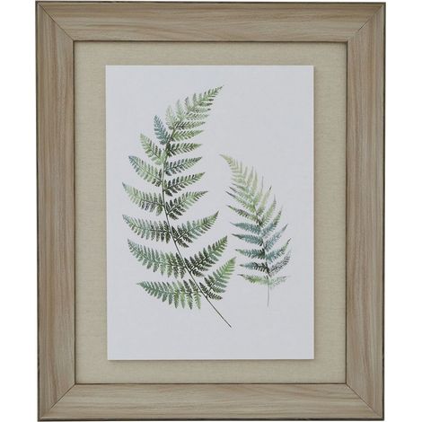 Watercolour Fern Duo in Frame - Washed Wood - L5 x W50 x H60 cm - Brown