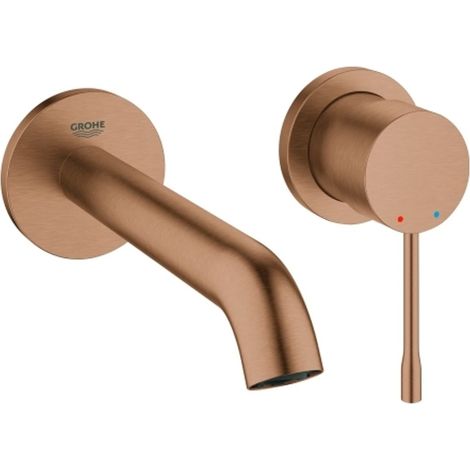 GROHE Grifo mural bimando para lavabo Essence 291921 FMS caño 183mm warm sunset cepillado, 29192DL1