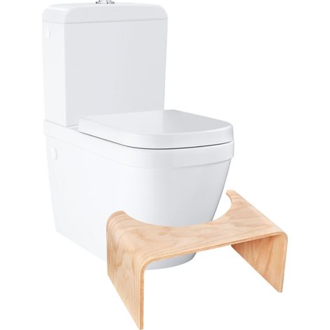 WC à poser sans bride GROHE Euro Ceramic + Tabouret physiologique Bois