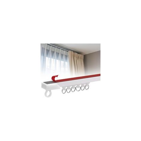 Rail de rideau 3M, tringle à rideau auto-adhésive, avec 30 roulettes, rail silencieux, convient aux salles de bains et aux chambres.