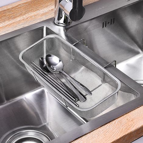 Filtro per lavello in acciaio inox, filtro da appendere per angoli del lavello, filtro da piano cucina per scarti alimentari e frutta/verdura (1/5)