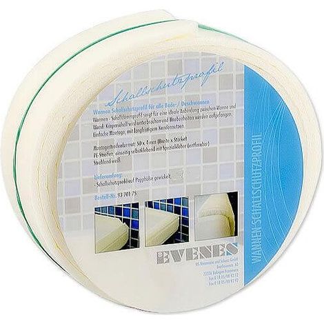 Badewannen-Anschlagprofil - PE-Streifen einseitig selbstklebend - L 3,30 m - B 50 mm - Stärke 4 mm (1/2)
