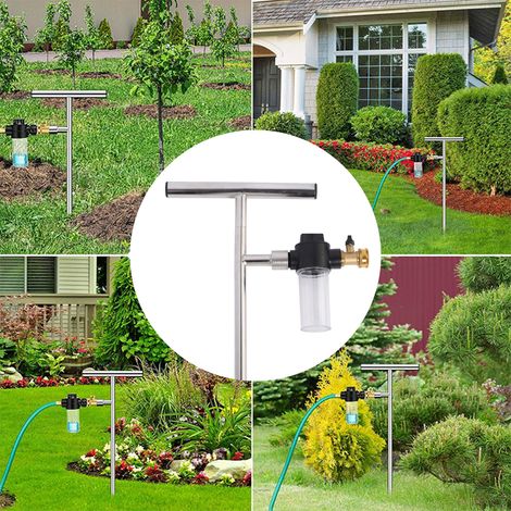 Aspersor de raíces profundas con riego por tallo, válvula en T y botella de fertilizante – Juego de herramientas de jardinería profesional, sistema de riego de acero inoxidable (1/5)
