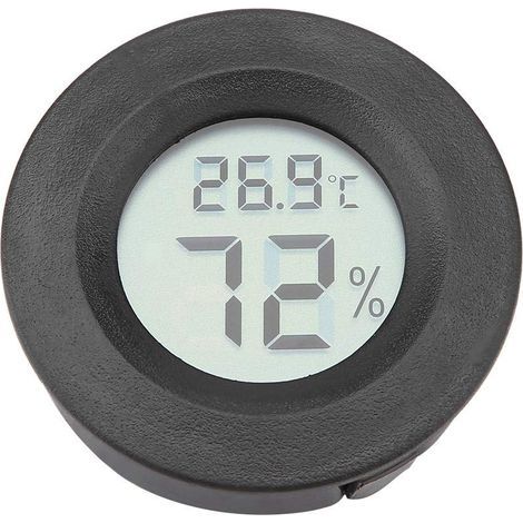 Termómetro higrómetro para reptiles, monitor de temperatura y humedad interior, termómetro higrómetro digital en miniatura con pantalla LCD grande y retroiluminación para reptiles (negro). (1/5)