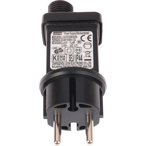 Transformateur pour guirlande lumineuse 31 V 6 W, adapté aux guirlandes LED IP44 – 8 fonctions – Compatible avec l'éclairage LED extérieur (double alimentation : solaire / secteur)