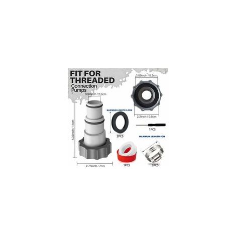 Adaptateur de tuyau de piscine A, 2 adaptateurs de piscine de rechange, adaptateur de tuyau pour pompe Intex, raccord pour tuyau de piscine de 32 mm et 38 mm (1/5)