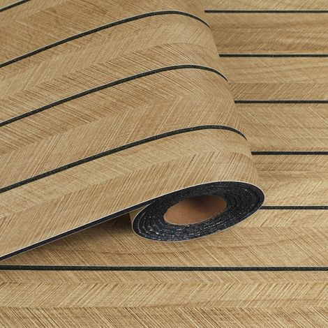 Papier Peint Tasseau de Bois Chevrons Marron 42.8cmx200cm 3D Panneau Mural Decoratif Bois Salon Chambre Acoustique Panneaux Muraux en Mousse à Lattes de Noyer pour Salle à Manger Mur TV (1/5)