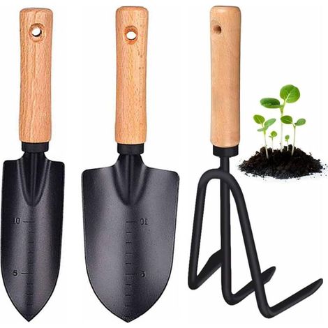 3 Pièces Outils de Jardinage Outils à Main de Jardin, Trois pièces Outils de Jardinage Lourds Ensemble d'Outils de Jardinage en Acier Inoxydable,Cadeau de Jardin idéal pour Les Femmes et Les Hommes (1/5)