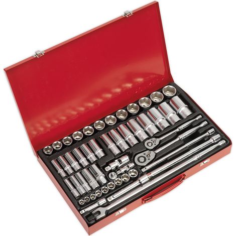 Sealey Socket Set 50pc 3/8 & 1/2Sq Drive 6pt WallDrive® - Metric AK6942 (1/5)