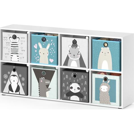 Libreria bambini Scutum, Bianco, 143 x 72 cm con 8 scatole pieghevoli, Vicco (1/5)