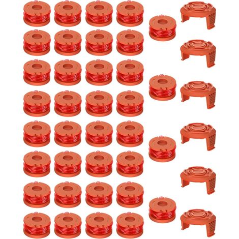 36er-Pack Ersatzfadenspulen WA0010 WA0004 für Worx WG154 WG163 WG160 WG180 WG175 WG155 WG151 Freischneider mit Kappe WA6531 (6 Spulen + 6 Kappen)