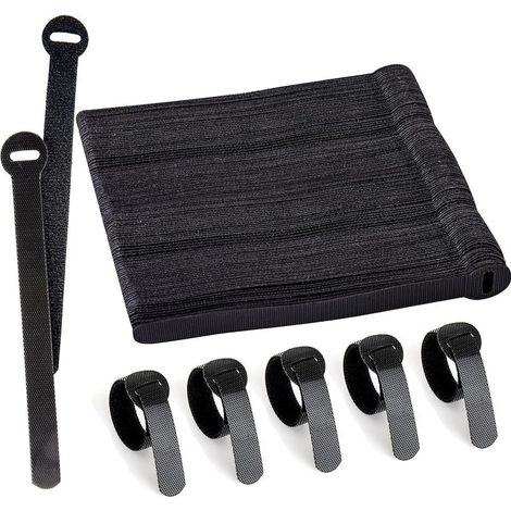 Lot de 100 sangles, nylon, réglables, réutilisables, gestion câbles, ordinateur, bureau, télévision (1/5)