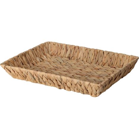 Panier en osier pour fruits - Facile à nettoyer - Dimensions 38x28x6 cm - Sans pollution - Grande capacité - Marron - Corbeille en paille - Pratique et esthétique (1/5)