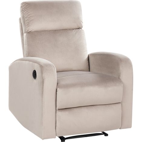 Sillón reclinable eléctrico de terciopelo beige función relax Verdal (1/5)