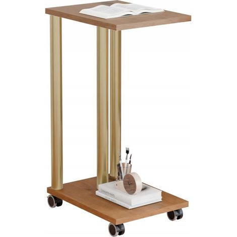 Table d'appoint sur roulettes - table d'appoint mobile pour salon de style loft (1/5)
