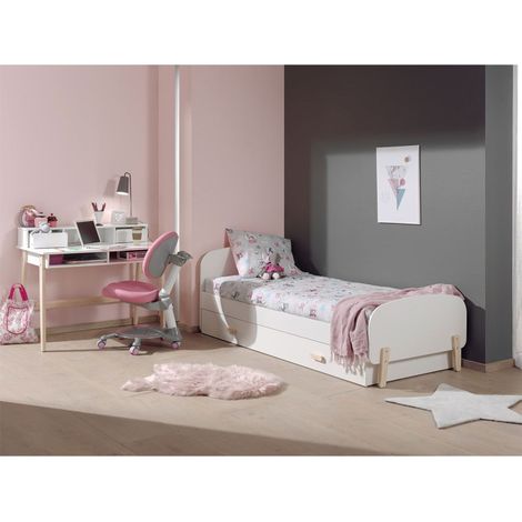 Pack - Lit Enfant, Tiroir & Bureau "Kiddy" Blanc (1/5)