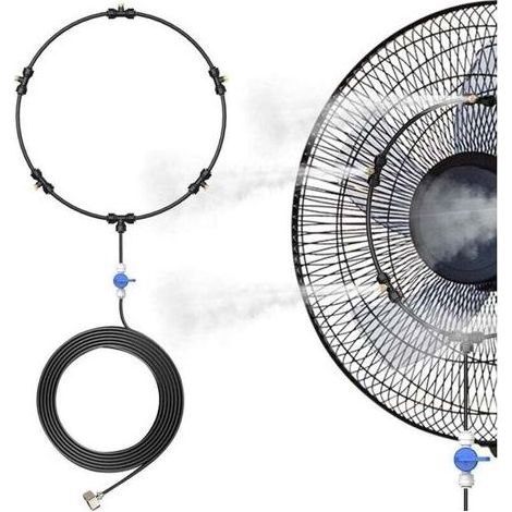 Sistema di nebulizzazione lungo 6,2 metri, kit di nebulizzazione con sistema di raffreddamento ad acqua dotato di ugelli per nebbia e valvole, ideale per il giardino o la terrazza. (1/4)