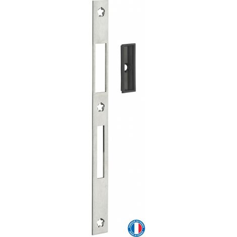 Thirard – Gâche pour crémone inox double empénage 244x20x2,5 mm – Épaisseur 1,5 mm – Finition zinguée – Pour serrure à larder