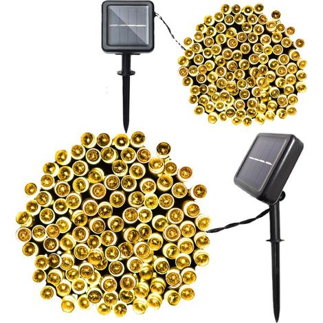 12 m lange Solar-Lichterkette für den Außenbereich, 100 LEDs, Kupferdraht, 8 Modi, Timer, wetterfest (IP65), für Garten, Weihnachtsbaum, Schlafzimmer, Balkon (1/5)