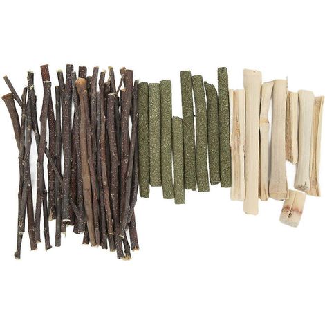 Ensemble de jouets à ronger pour hamster, sûr et non toxique, branches de pommier, bâtonnets d'herbe, bâtonnets de bambou mélangés, 200 g (1/4)