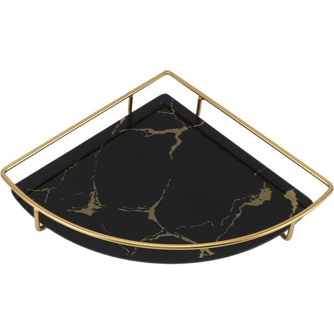 Leichtes, luxuriöses, dreieckiges Badezimmertablett in Gold, Organizer für Seife, Handtücher, Toilettenpapier, Schmuck und Make-up, schwarz (1/5)