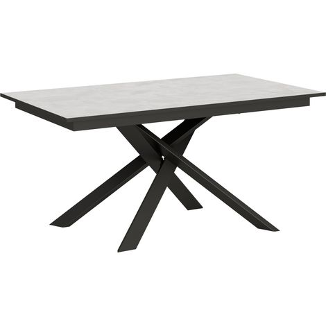 Tavolo "Varese" allungabile in legno per sala da pranzo -90 x 160 + 60 cm / Bianco Spatolato (1/5)