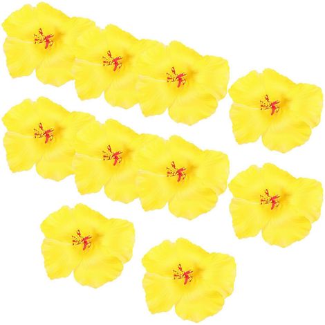 Fleurs d'hibiscus jaunes artificielles décoratives, 10 pièces, décor floral Eva-AquaForge (1/5)