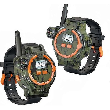 Lot de 2 talkies-walkies rechargeables adaptés aux enfants, radio bidirectionnelle avec lampe torche et boussole, portée de 100 mètres-AquaForge (1/5)
