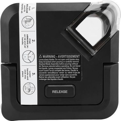 Couvercle de mélangeur pour Nutribullet BL770, BL771, BL773 en polycarbonate résistant avec système de sécurité anti-débordement (1/4)
