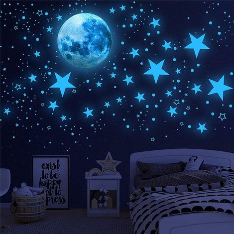 Azul，Autocollants Lumineux, Étoiles Phosphorescentesgomettes Autocollantes Enfant, Plafond,stickers Fluorescents Décoration Plafond Chambre D'enfant