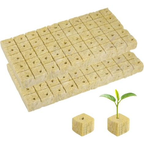 2 Platten aus Steinwoll Anzuchtblöcken (insgesamt 100 Stück, 25x25x25 mm pro Würfel), Nährstoffblöcke für Hydrokultur, Keimung und Vermehrung von (1/5)