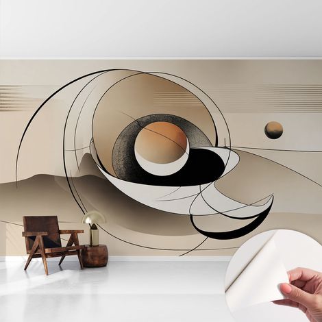 Papier peint adhésif autocollant pour salon chambre à coucher peint imprimé pour mur Abstraction harmonieuse 416x254 cm (1/5)