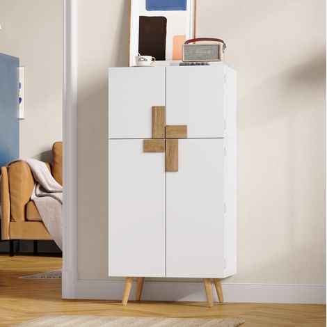 Armario de cocina 60x35x120 cm de MDF blanco, 4 puertas, almacenamiento integrado – MEUBLIV (1/5)
