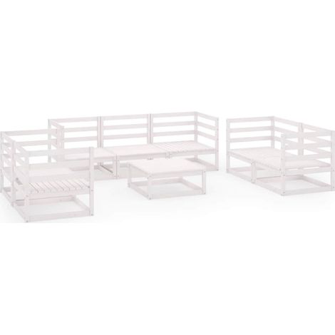 Maison Exclusive - Set de salón de jardín de 8 piezas blanco made (1/5)