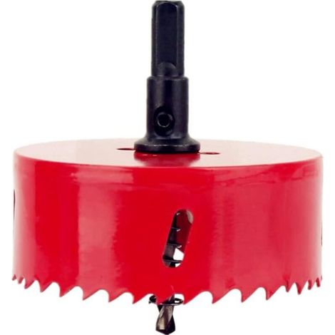 Sierra de corona bimetálica de 105 mm con adaptador hexagonal, broca piloto para madera, aluminio, hierro y plástico. (1/3)