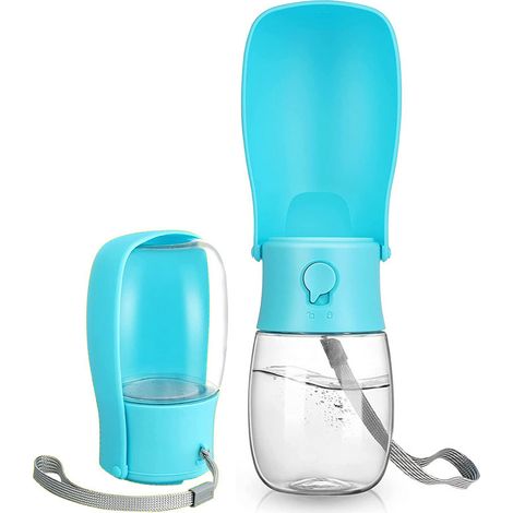 300ML Bouteille d'eau pour Chien Chat, Distributeur d'eau Portable Gourde avec Bouton Lock et Filtre à Charbon Actif Convient pour Le Camping Le Randonnée (1/5)
