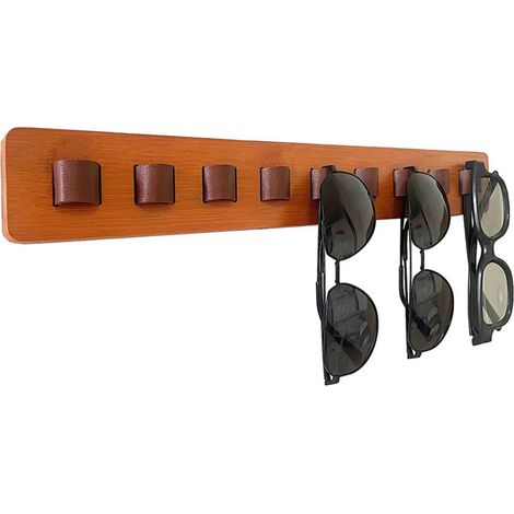 Organisateur mural pour lunettes de soleil, support en bois, rangement pour plusieurs paires de lunettes, décoration intérieure (marron simple) (1/5)