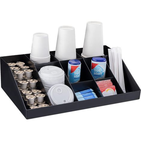 1x Organisateur à café, 10 compartiments, polystyrène choc, pour sucre thé dosettes, maison bureau (1/5)