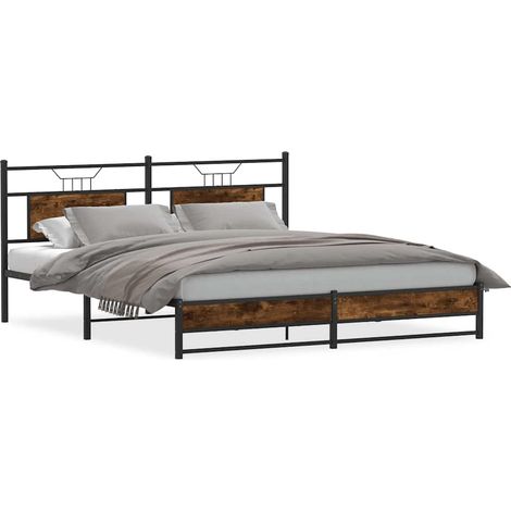 Maison Exclusive - Metallbett ohne Matratze Räuchereiche 180x200 (1/5)