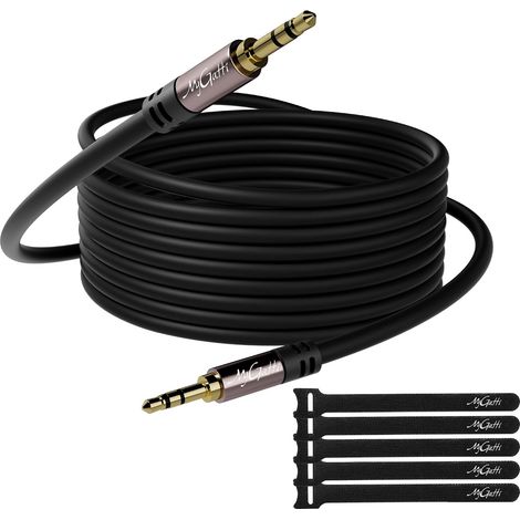 10m Câble auxiliaire jack 3,5 mm,Câble jack audio stéréo,pour voiture, écouteurs, téléphone portable, tablettes, haut-parleurs, lecteurs MP3/MP4, etc.avec 5 serre-câbles (1/5)