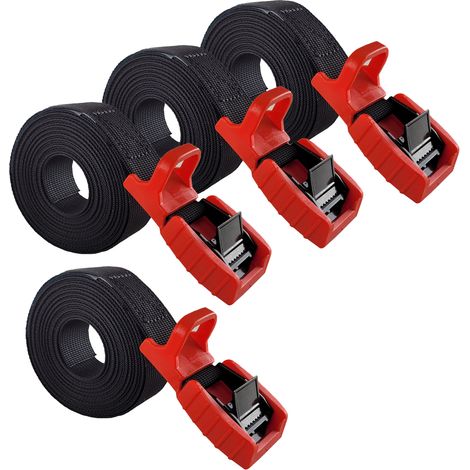 4x Spanngurt Zurrgurt Klemmschloss mit Gummischutzkappe1 tlg 2 m x 2,5 cm 500 kg (1/5)