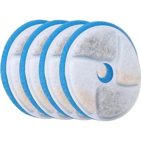 Filtre pour fontaine à eau pour chat, lot de 4 filtres de rechange et 4 éponges de préfiltre de rechange pour distributeur d'eau automatique pour chien de 2 L/68 oz (1/4)