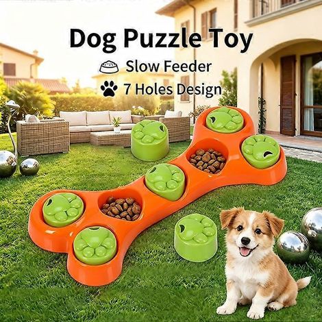 Juguete interactivo para perros con forma de hueso, comedero lento para entrenar la mente, ideal para esconder golosinas y prevenir la hinchazón. Fabricado con material seguro y no tóxico. (1/5)