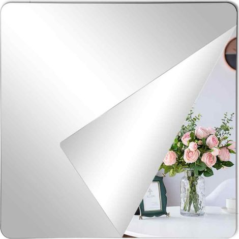 4 Pack Miroir, 20x20 cm Adhésif, Acrylique Incassable, Flexible Sans Cadre, Décoration Salon Salle de Bain Chambre (1/5)